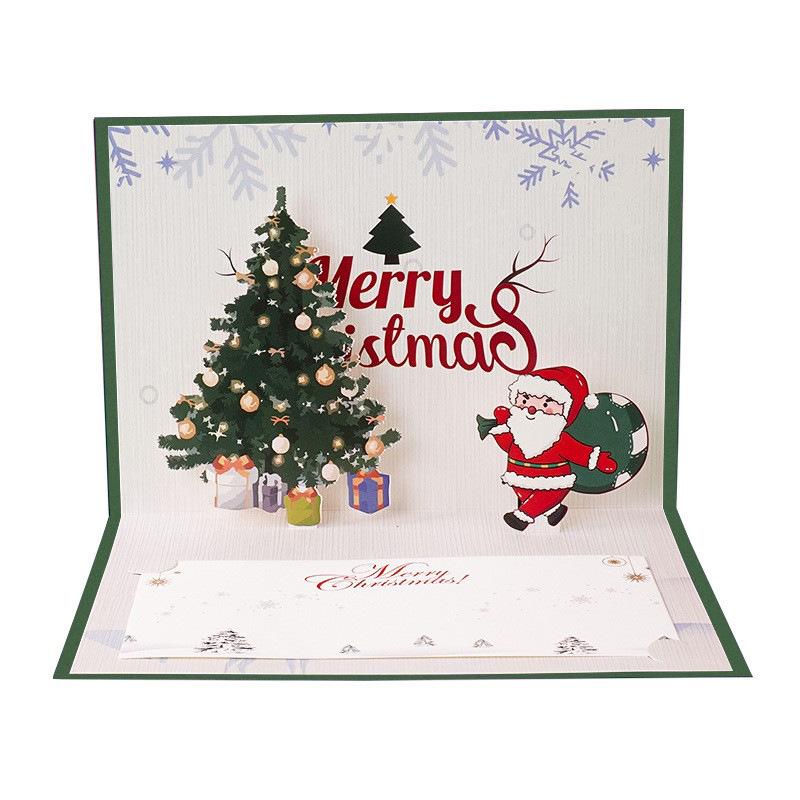 3D Pop-up Christmas Card with Custom Envelope and Hot Stamping