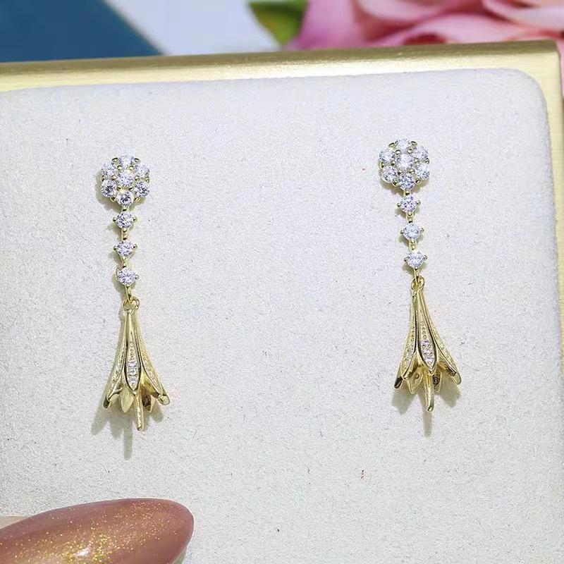 Elegant Pearl Stud and Zircon Tassel Necklace Set - DIY Fashion Jewelry