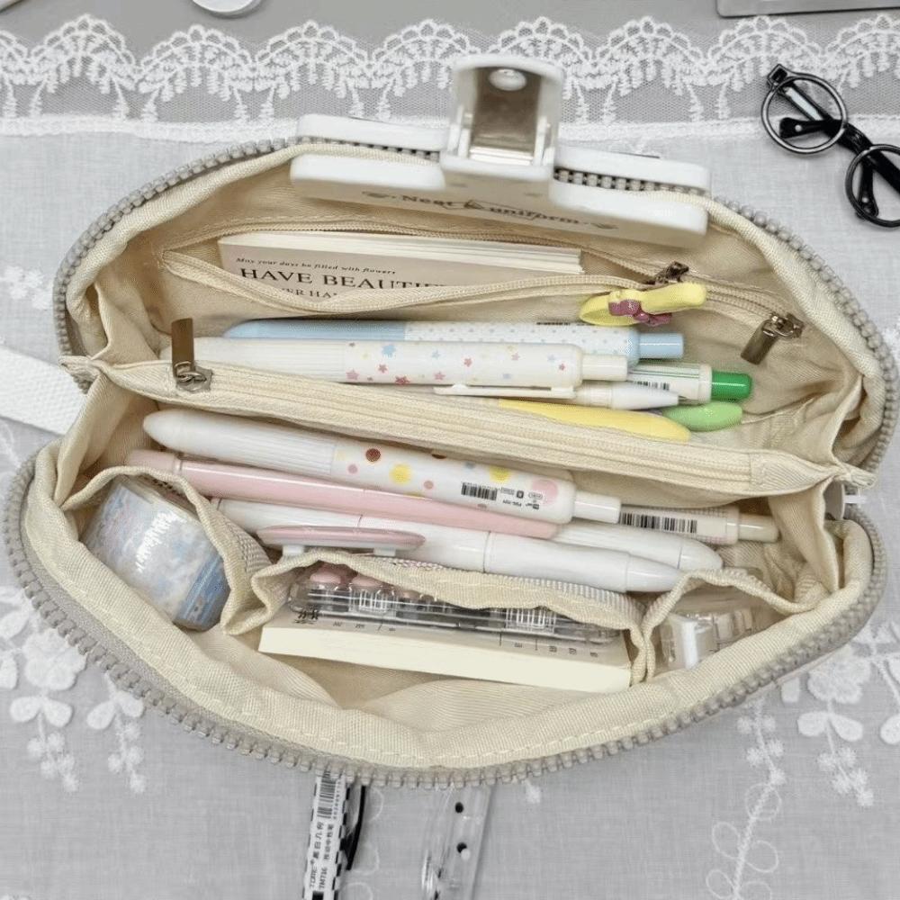 Polka Dot Print Pencil Case Shell Shape Pen Bag INS Stationery Storage Bag  Home Travel