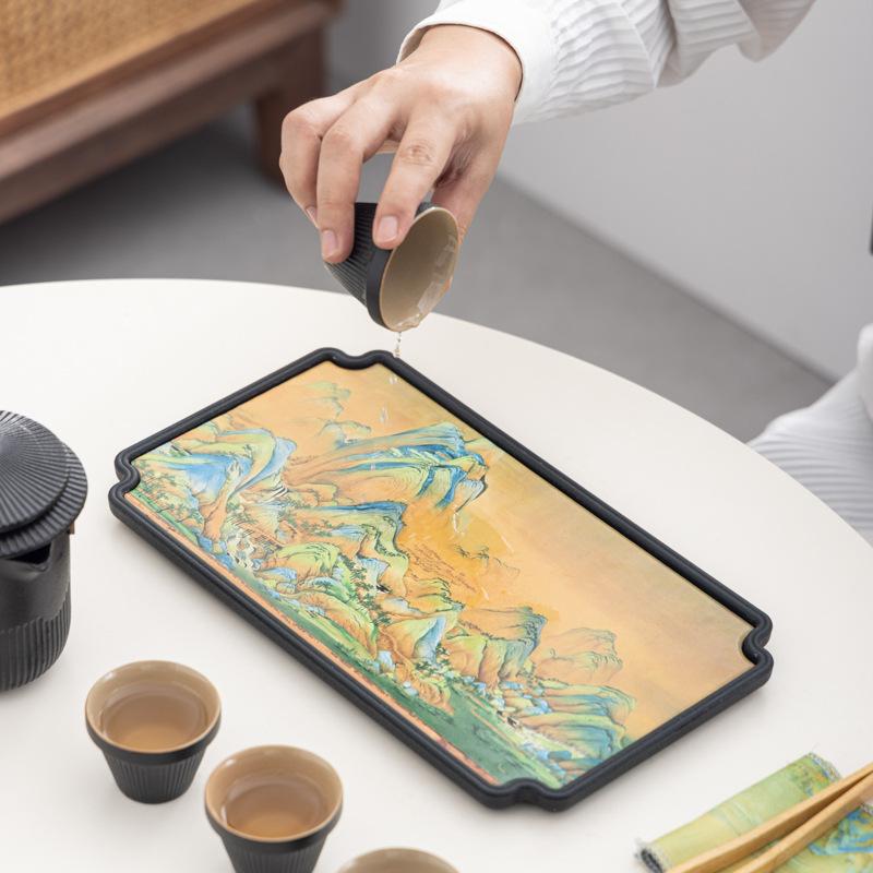 Merchandise Palace Style Forbidden City Ceramic Portable Travel Tea Set Dry Tea Tray Business Mid-Autumn Festival Gifts