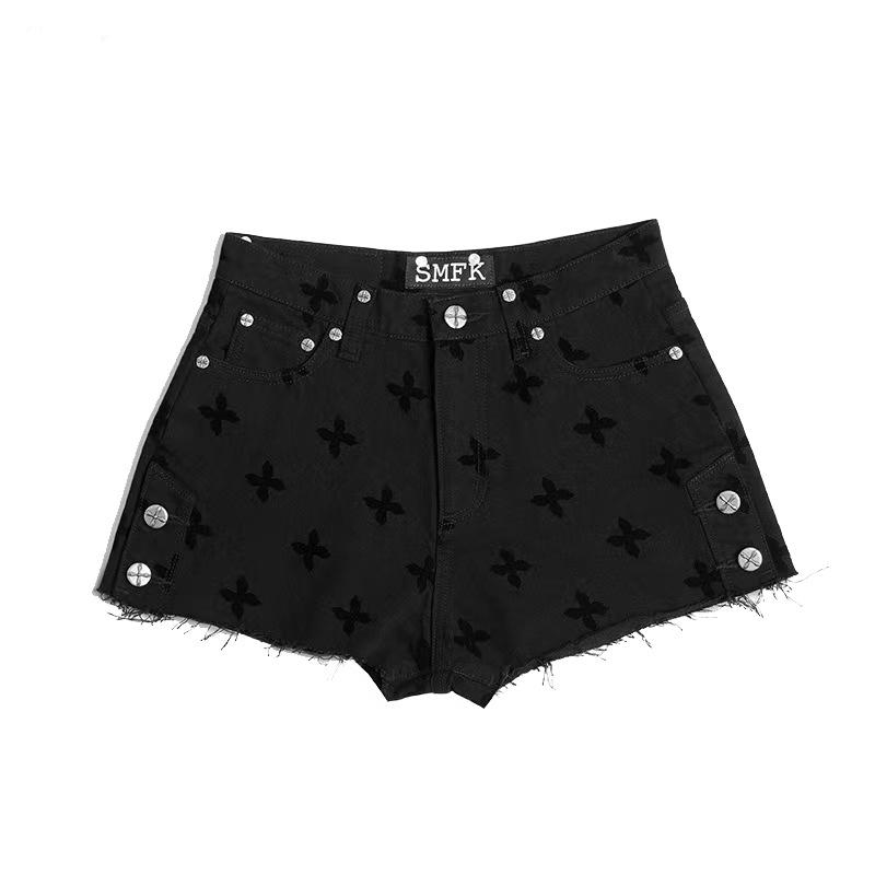 

Midnight Garden High-Waisted Motorcycle Denim Shorts - Women s Autumn 2022 Medium чёрный