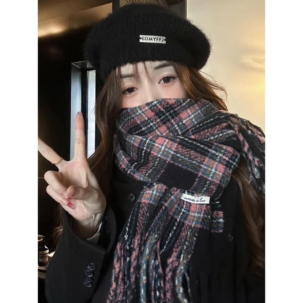 Damen-Winterschal im koreanischen Stil mit Karomuster – warmer Schal aus Kaschmirimitat