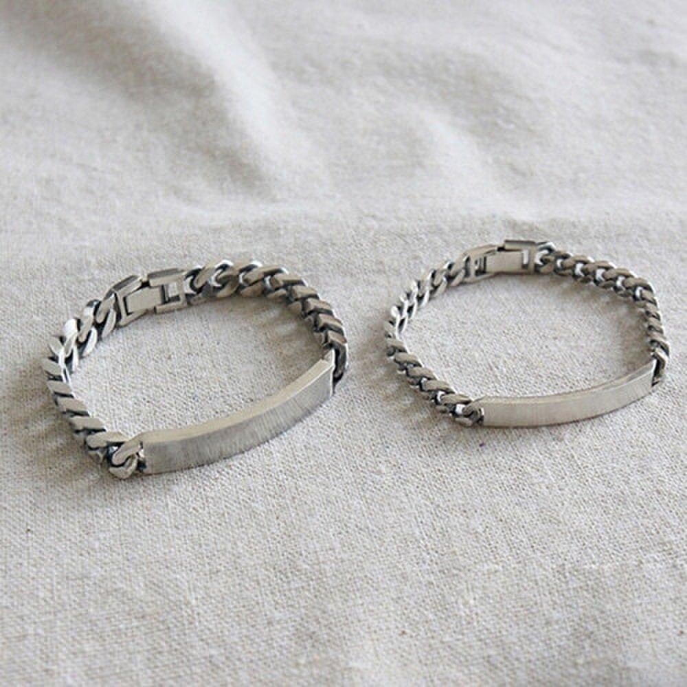 Silver 925 Matte Stick Bar Couple 6mm 8mm Chain Bracelet W019