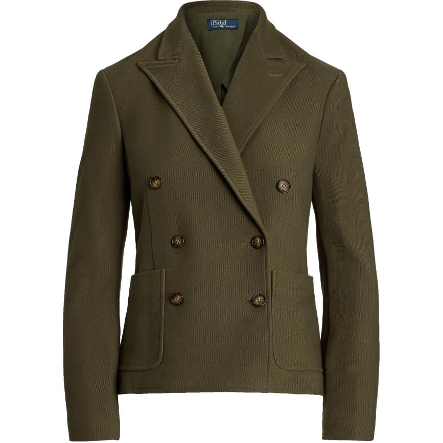

Polo Ralph Lauren FW24 Однотонный приталенный двубортный жаккардовый трикотажный блейзер Женский блейзер Оливково-зеленый WMPOOTWN5V20296-300 S