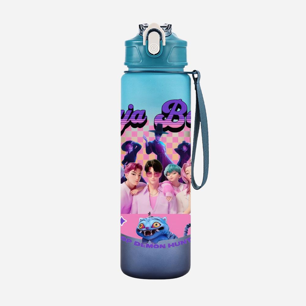 750Ml Water Bottler Anime K-Pop Demon Hunters Printed Character Water Cup Large Capacity Outdoor Portable Rope Drinking Bottle for Boy Girl Gift