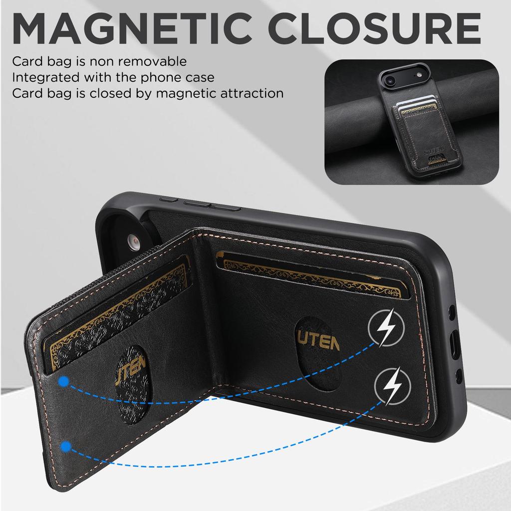 Elastic Band Card Slot Wallet Phone Case for Apple 17ProMax & Samsung S25Ultra - Stand Protective Leather Case