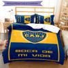 3-częściowy komplet pościeli z wzorem Club Atlético Boca Juniors zestaw poszew na kołdrę zawiera poszewę na kołdrę i poszewki na poduszki, idealna dekoracja sypialni na każdą porę roku i prezent