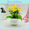 Faux Orchid Flower Arrangement In Plastic Container For Home And Event Decoration
