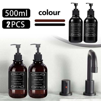 500ML 2-pakowy dozownik mydła do zlewu kuchennego z pompką łazienka butelka na mydło do rąk z wodoodporną etykietą dozownik balsamu łazienkowego