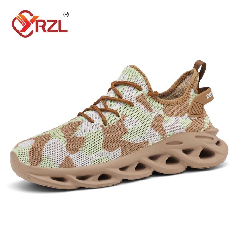 

YRZL Men s Running Shoes Lightweight Breathable Casual Thick Sole Sports Shoes Plus Size Fashion Non Slip Jogging Shoes Men 38 сірий