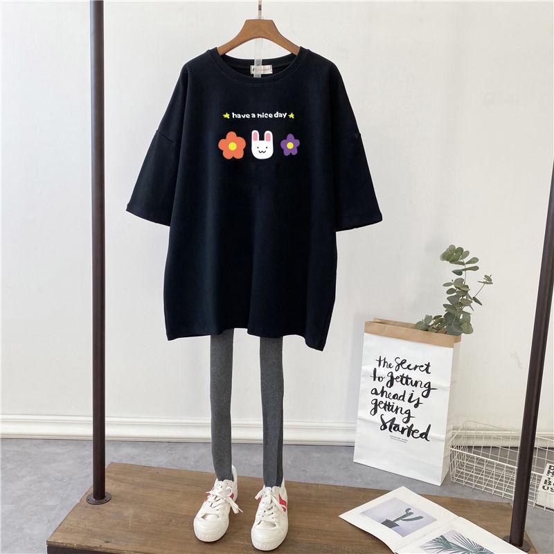 Korean Style Summer 2022 Loose Fit Nursing T-shirt for Pregnant Women - Short Sleeve, Mid-length, Plus Size, Trendy