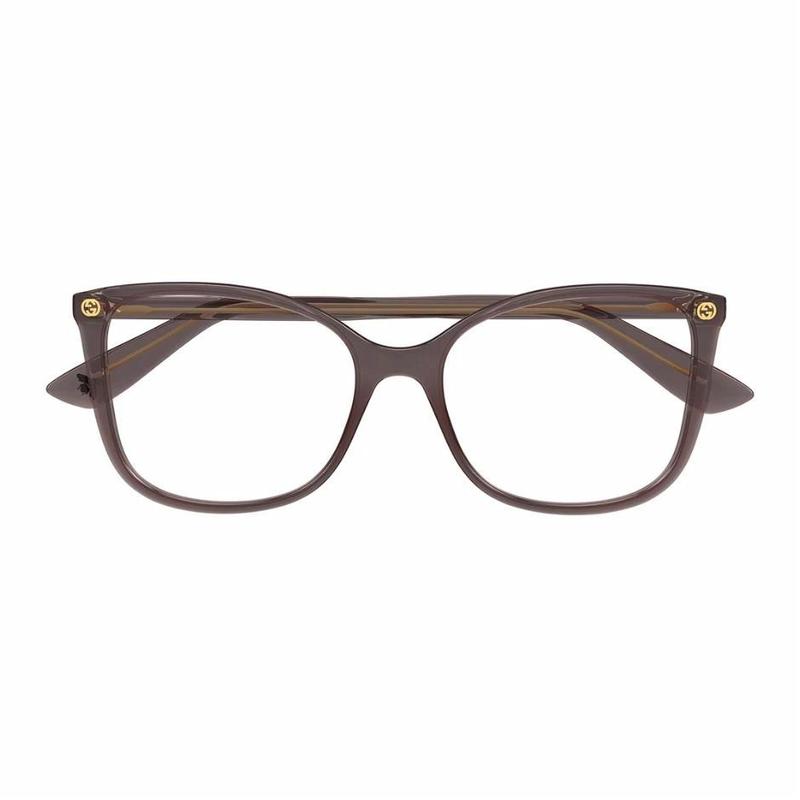 Gucci Micro Logo Details Acetate Square Optical Frame Unisex Couple Model Brown
