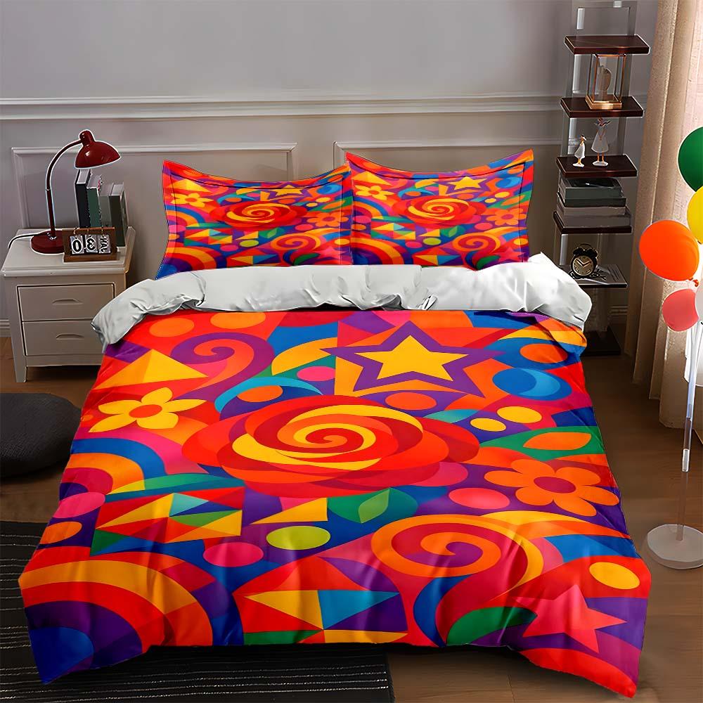 

Colorful, geometric, swirls. Bedding Duvet cover sets Duvet covers Pillowcases gifts (1 * Duvet Cover 2 * Pillowcases, without duvet insert) 135x200cm