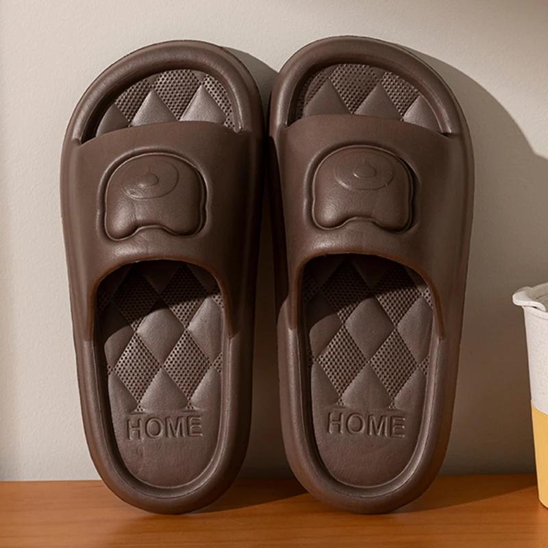 Fashion Lightweight Soft Sole Summer Slippers Women Solid Color Non-Slip Indoor Slides Woman Flat Heel Casual Couple Bathroom Flip Flops