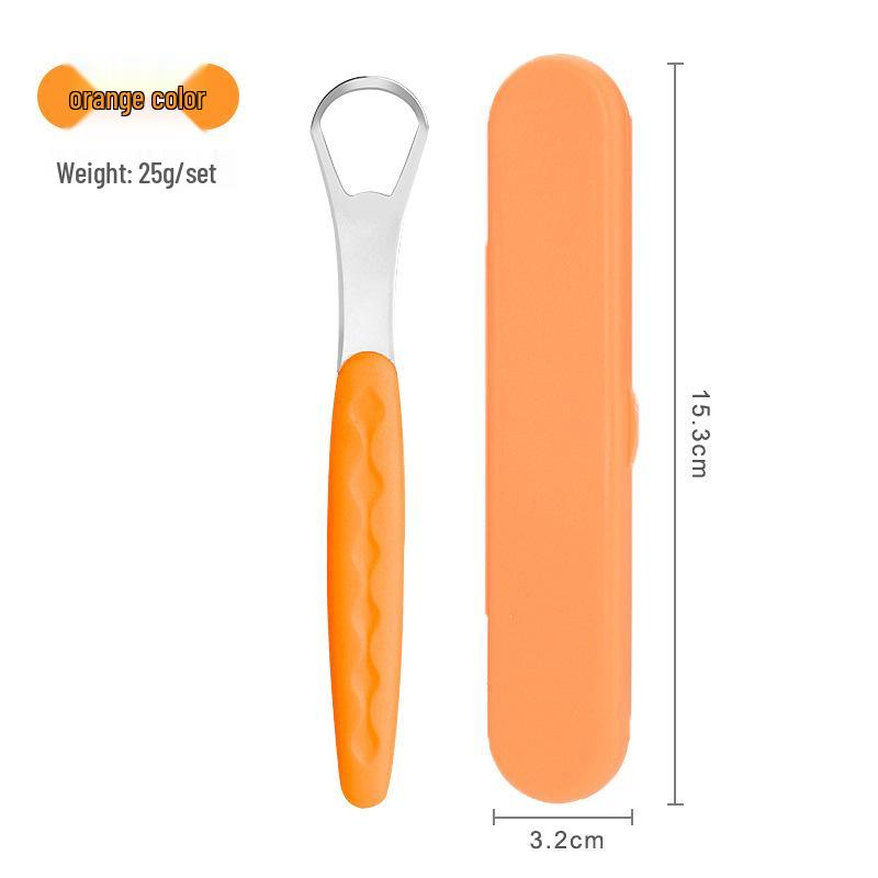 

Stainless Steel Tongue Scraper - Oral Hygiene Tool for Bad Breath Removal, Adult-Sized, Boxed помаранчевий