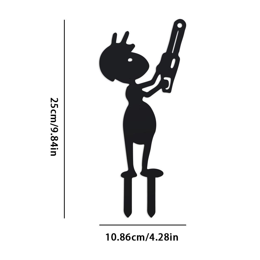 Funny Working Farm Ant Garden Stake Decor with Fork and Cart, Outdoor Yard Art Animals Ant Stake for Lawn or Garden