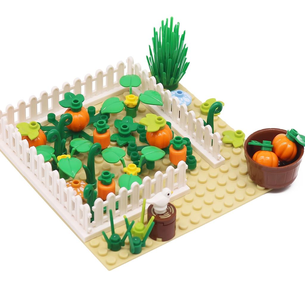 Kleinteile Bauernhof Baustein Set - DIY Kürbisfeld und Tierstall Dekoration Spielzeug