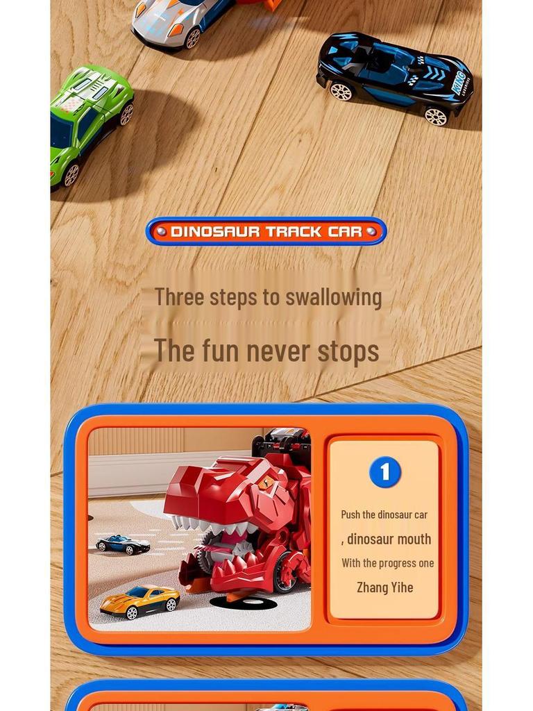 Dinosaur-Themed Folding Ejection Track Set: Children's Educational Alloy Car Toy