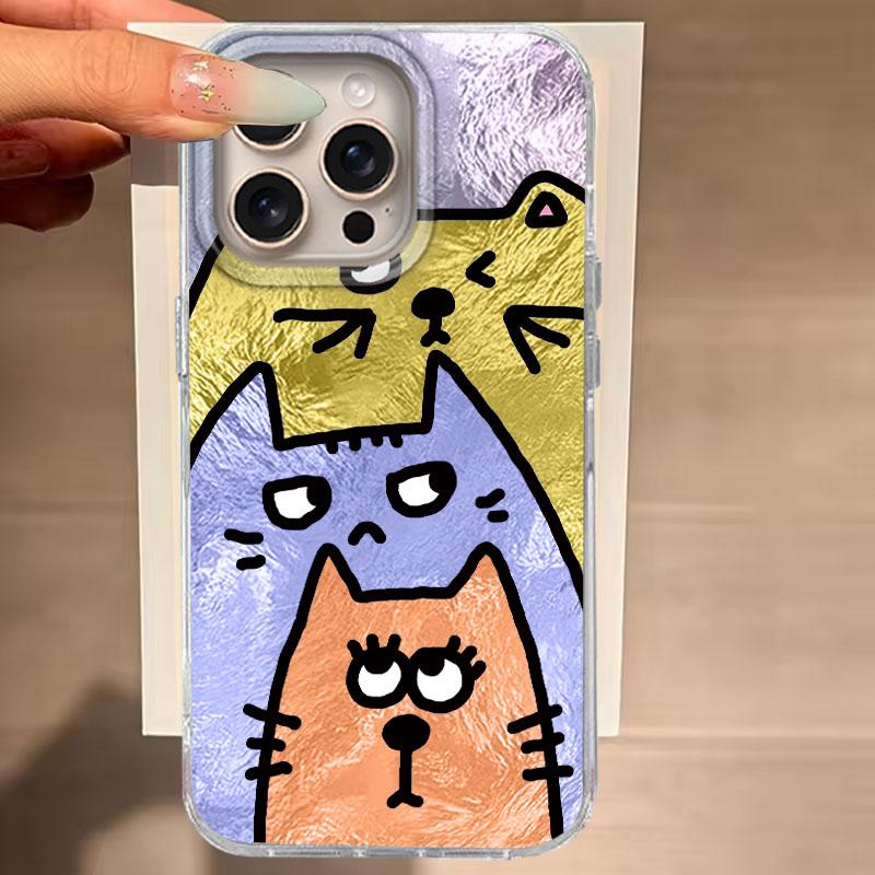 

Чехол для iPhone 16 15 13 Plus Pro Max 7 14 Pro 5G чехол для телефона оранжевый кот мультфильм для iPhone 16e защитный силиконовый роскошный чехол iPhone 14 Plus белый