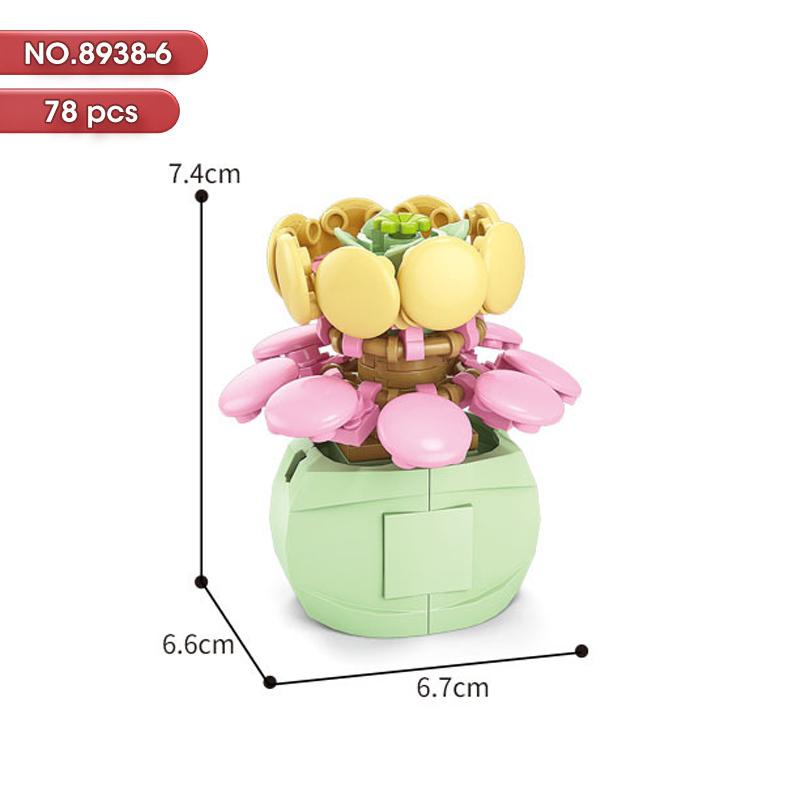 HOT MOC Flowers DIY Potted Plants Micro Landscapes Mini Art Construction Building Blocks Sets Model Dolls Brick Girls Toys Gifts