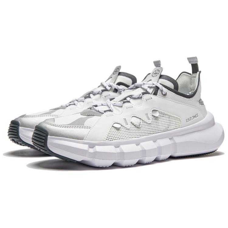New LiNing Essence 2.3 Cushioning Wear Resistant Low Top Casual Shoes Men's Silver White ABCU021-1