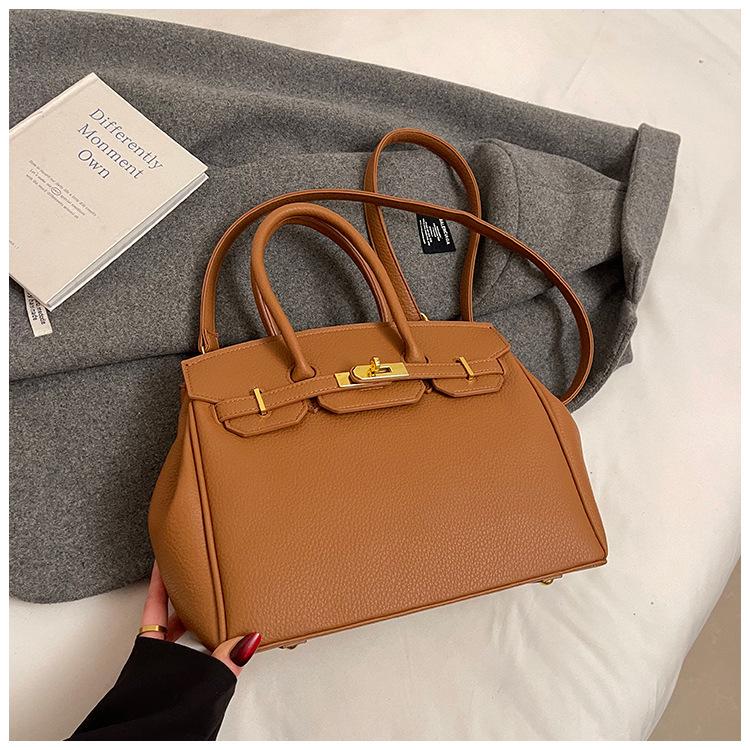 Retro Classic New Portable Platinum Bag Women's Lychee Pattern Fashionable Versatile Shoulder Messenger Bag