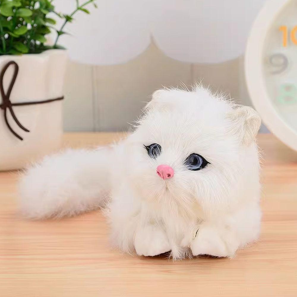 Cartoon Simulation Cat Doll Cozy Fluffy Desktop Decoration Realistic Kitten Decoration  Collectible