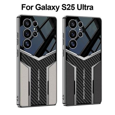 Electroplated Plain Leather Case for Samsung Galaxy S25 S24 S23 Ultra Shockproof Soft Edge Cover for Galaxy S25 Ultra Case