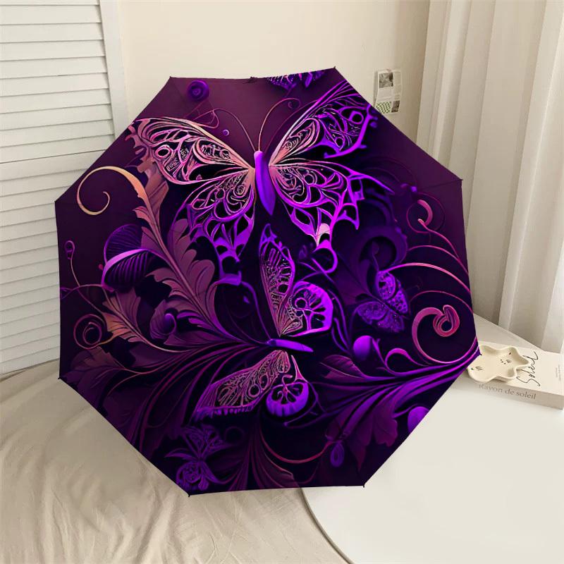 

1PC Butterfly Flowers Umbrella-8-Rib Reinforced, Automatic Open, Lightweight & Durable, Cute Fashion Accessory for Outdoor-P2712