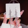 1 Pair Dangle Earrings Bowknot Shape Shining Rhinestones Lady Earrings Heart Imitation Pearls Tassel Jewelry Accessory