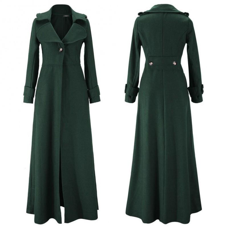 Womens Long Woolen Coat Winter Plus