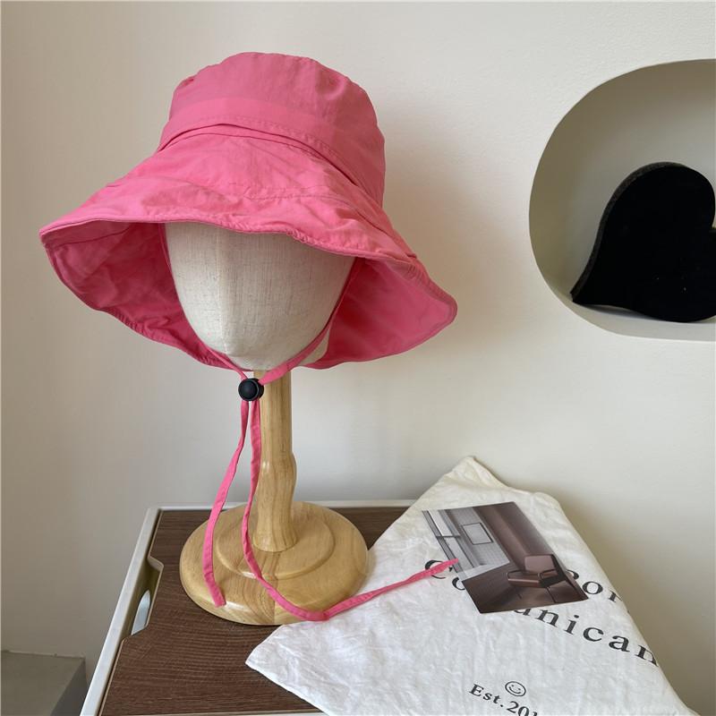 Styleable lace-up Thin fisherman's hat Children's spring and summer outdoor sunscreen visor Sweet quick-drying versatile breathable