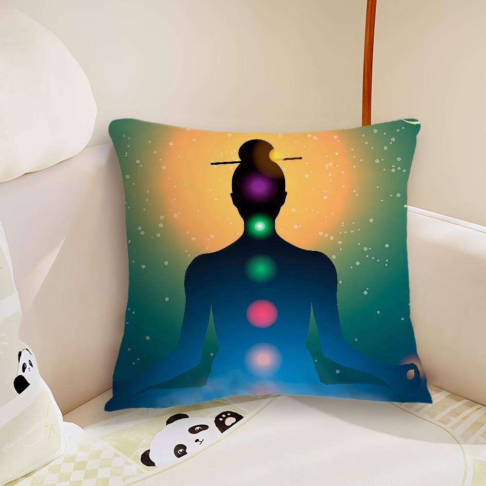 cushion cover Plush Fabric Soft  Double Sided Print Sofa Funny Chakra Cushion Cover Throw Rainbow Pillow Covers