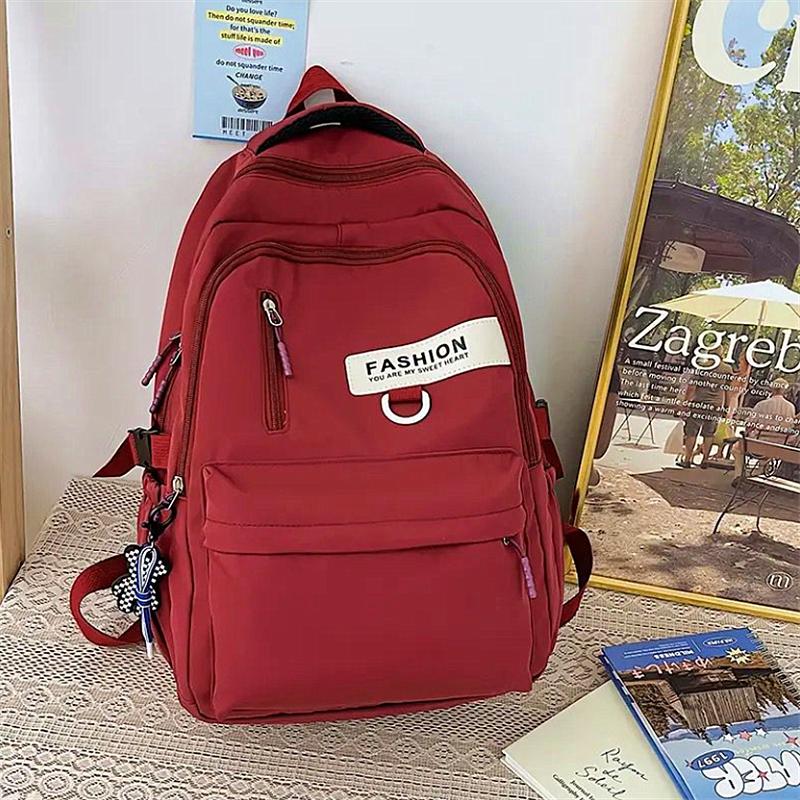 Solid Color Trendy Simple and Versatile College Students Backpack Large Capacity Travel Leisure Backpack