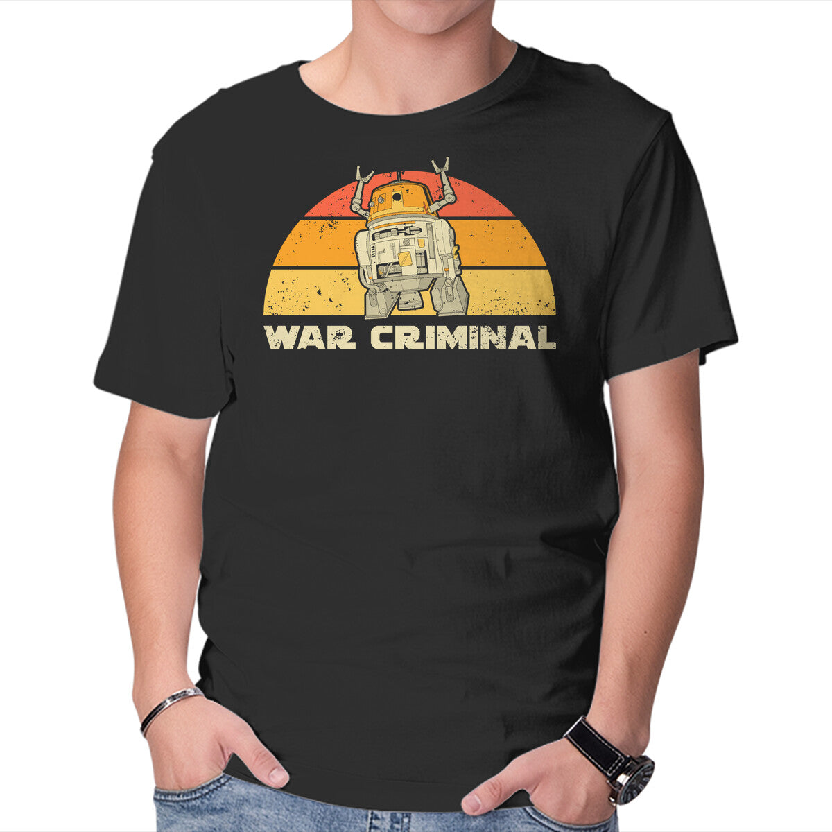 Unisex Crew Neck T-Shirt Vintage Criminal Droid Graphic Short Sleeve Casual Tee L
