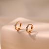 Turquoise Earrings Brass Plated 18K Real Gold Color Retention Retro Circle Metal Texture Ear Buckle Premium Sense