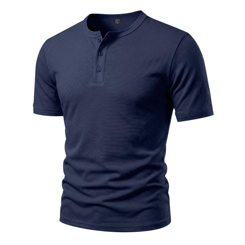 Men Henley Collar Short Sleeve Quick Dry Mesh Casual Sports Loose T Shirt