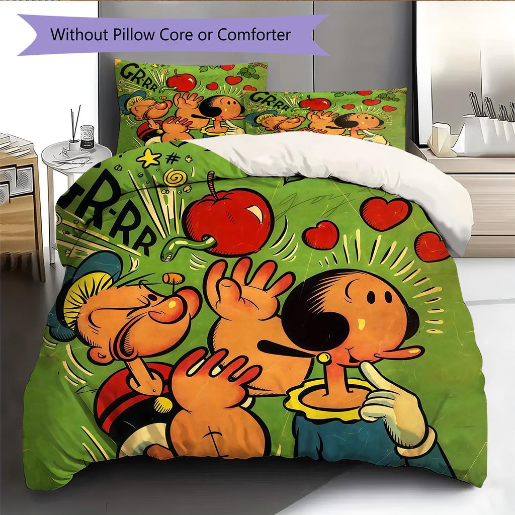 Popeye the Sailor3 Pattern Bedding Quilt Set Home Decoration Gift (1 * Duvet Cover + 2 * Pillowcase Without Core)