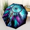 1pc Dreamcatcher Feathers Themed Umbrella, 8 Rib Frame,Automatic Opening 3 Fold Umbrella, Lightweight and Durable Couple Umbrella-049