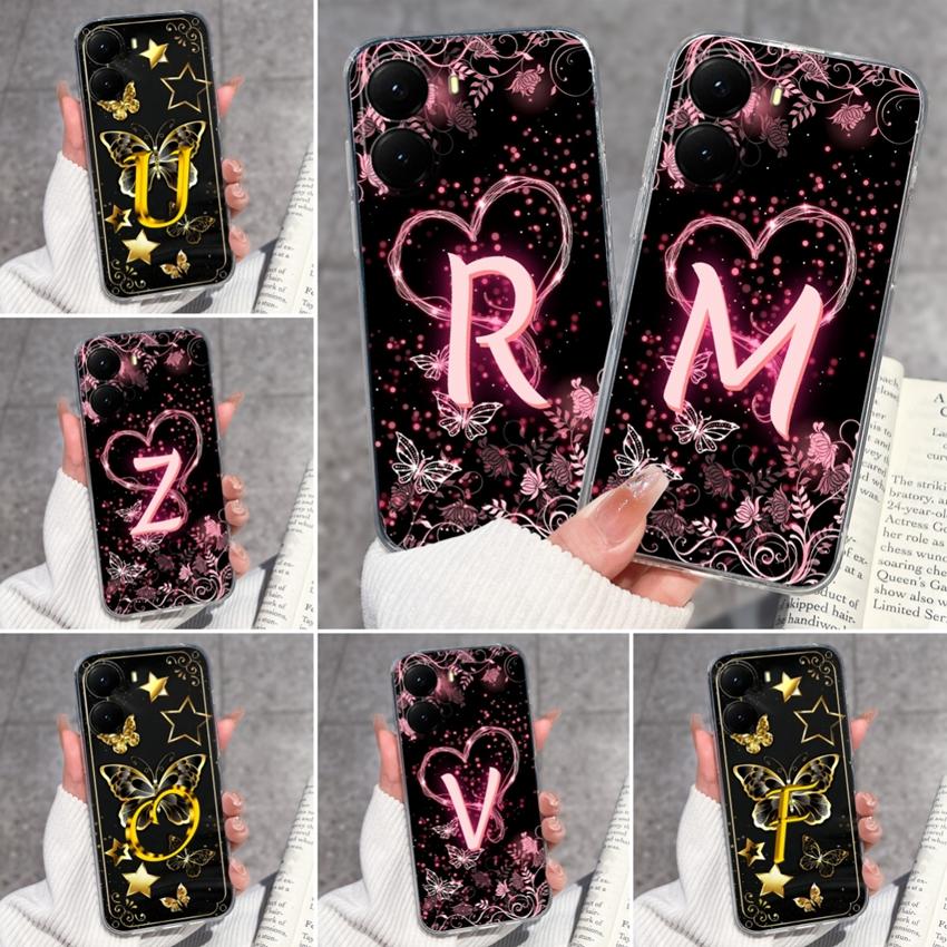 Initial Letter A-Z Fashion Phone Case For Xiaomi Poco X7 X6 X5 X4 X3 Pro C85 C75 C71 C51 C50 Black TPU Soft Silicone Protective Shell For Xiaomi Cover