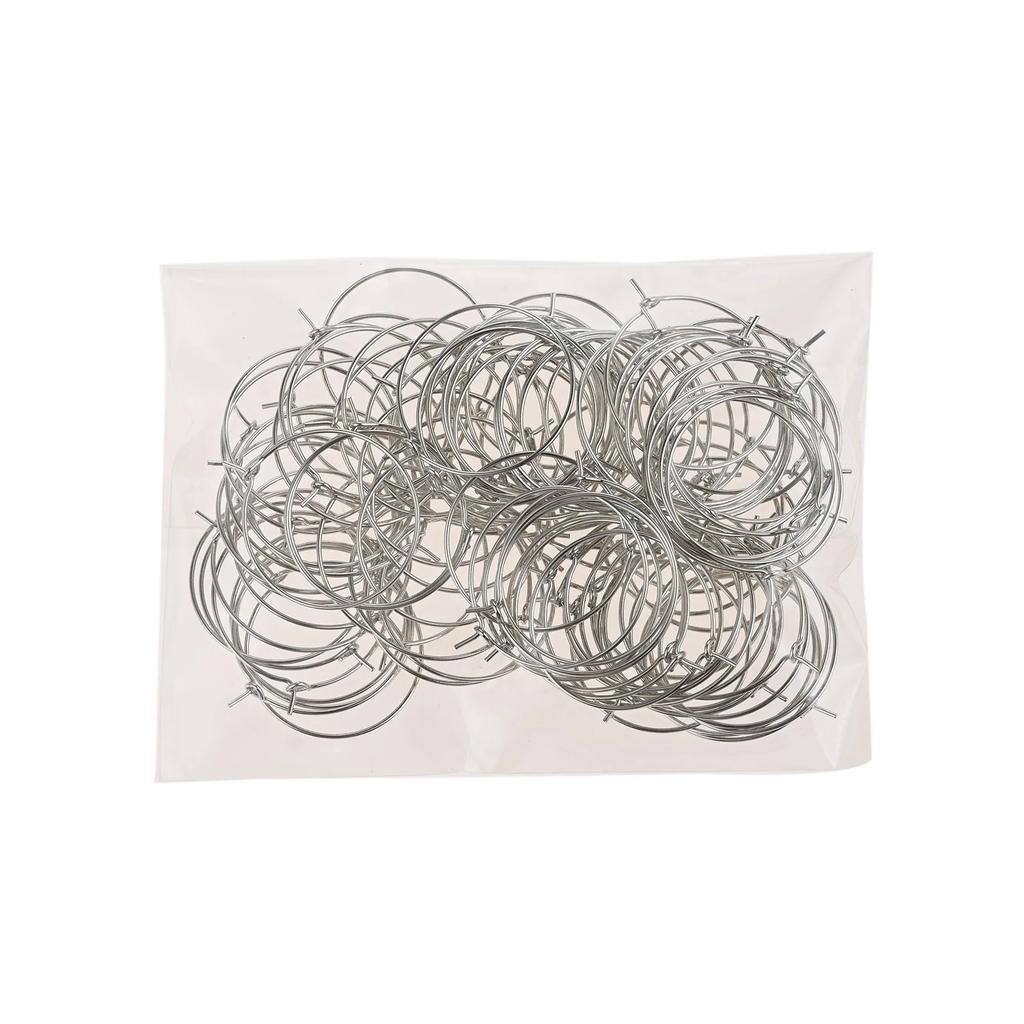 100Pcs Champagne Wine Glasses Rings Markers Silver Earrings Circle Wire Rings Hoops DIY Gift Party Drink Wine Labeling 20mm-35mm