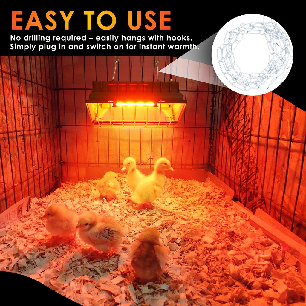 Lampa grzewcza 250W do kurnika Regulowany wiszący grzejnik kwokowy z tubą grzewczą na podczerwień dla jagniąt, prosiąt, kurcząt, kaczek, drobiu
