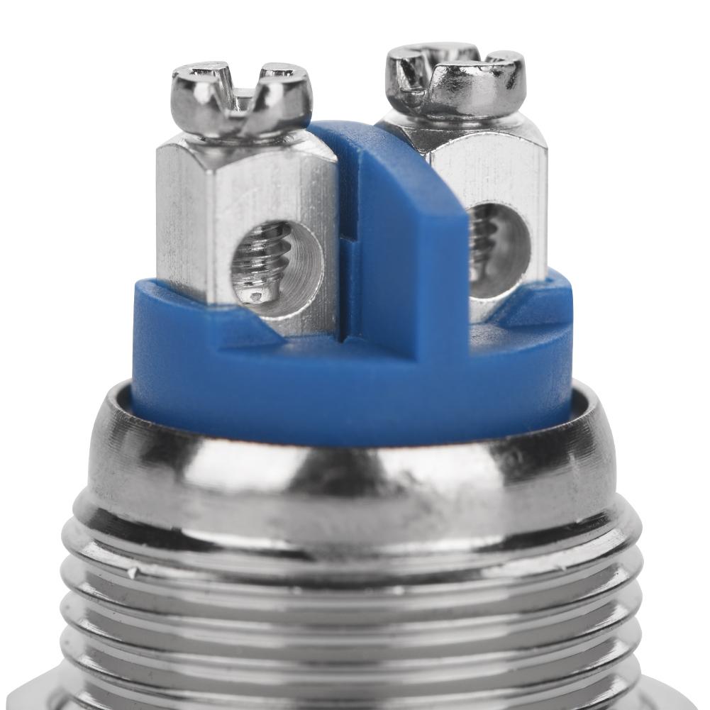 Conjunto de 5 Peças 16mm 250V Metal À Prova D'água 2 Pinos Mini Interruptor de Botão de Pressão(Cabeça chata)