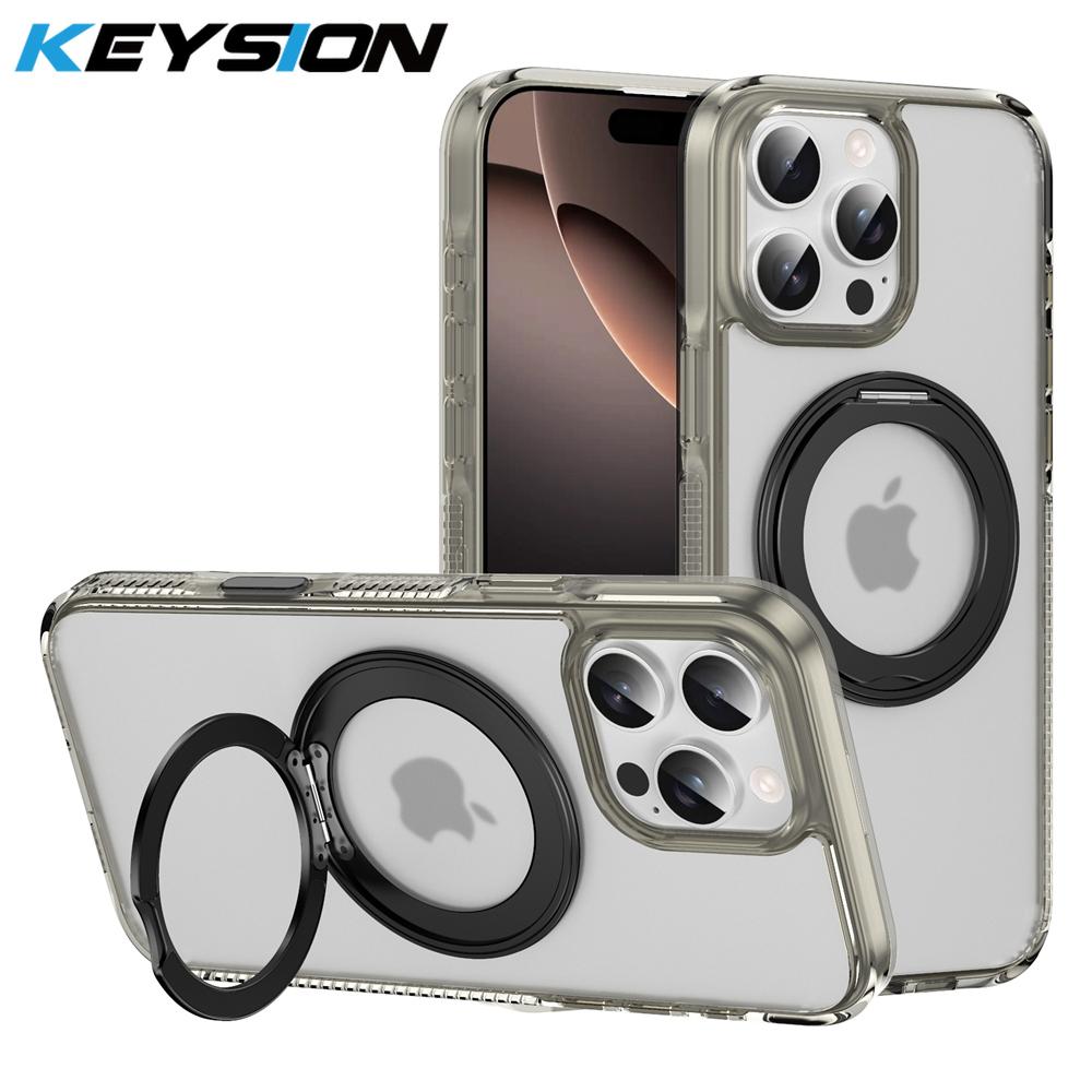 KEYSION Coque de protection pour iPhone 16 Pro Max 16 Plus avec bouton de contrôle tactile et anneau magnétique MagSafe 360, chargement sans fil, mat et transparent