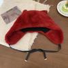 Cute Cat Ears Plush Hat for Women In Autumn and Winter White Thickened Cold Proof and Warm Big Head Circumference Ear Protecting Lei Feng Hat
