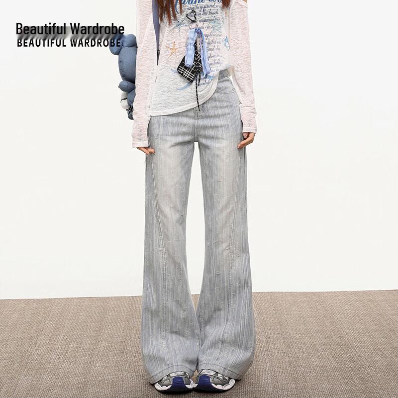 

Женские ретро джинсы клеш из лоскутной джинсовой ткани XL