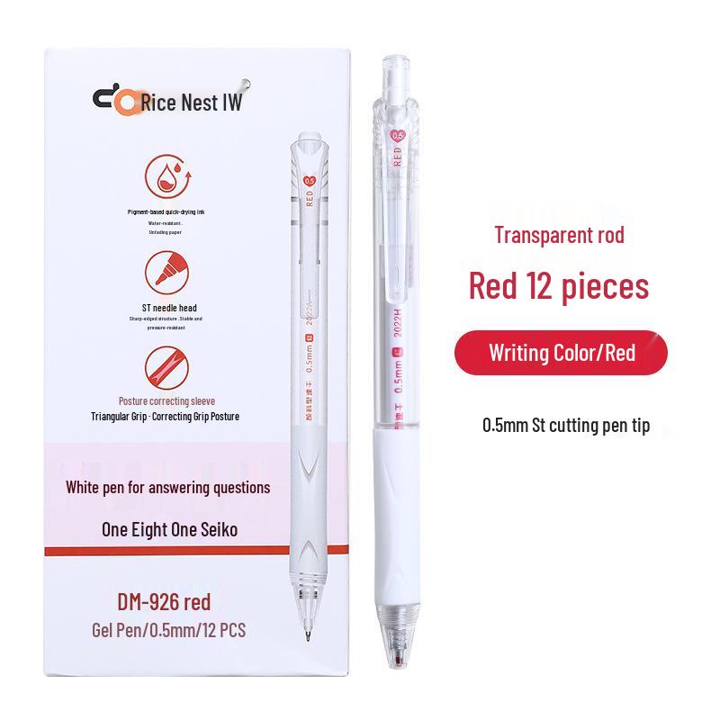 Dong Mi DM-926 Quick-Dry White Pen, Correct Posture, Transparent Gourd Tip, Needle Tube, Student Press-Type Neutral Pen.