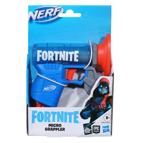 Hasbro Nerf Fortnite Microshot Micro Grappler Mini Dart-Firing Blaster with Fortnite Grappler Gear Design and 2 Official Nerf Elite Darts