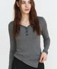 MAKE A TOAST Striped Button Long Sleeve T-Shirt (Gray) Mbfsto002Gr