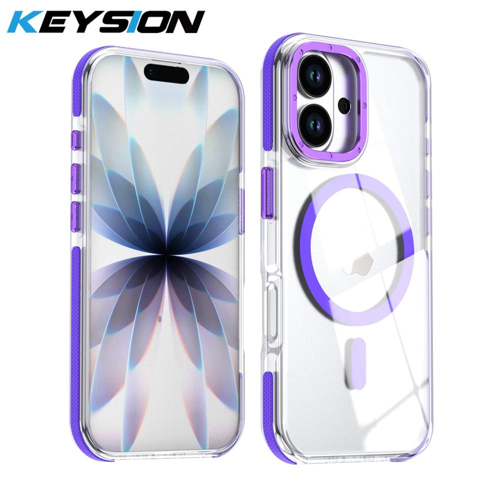 KEYSION HD Transparent Magnetic Case for MagSafe for iPhone 17 Pro Max Wireless Charging Shockproof Phone Cover for iPhone17 Air